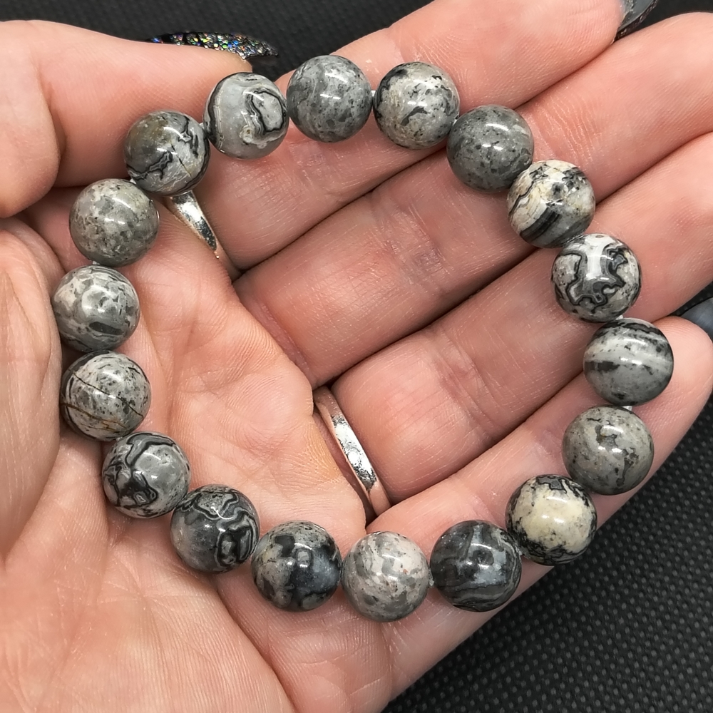 Gray Marble Beaded Bracelet